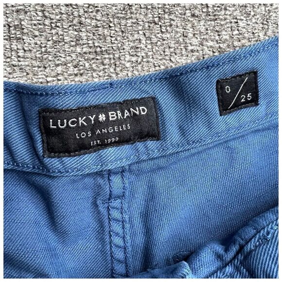 LUCKY BRAND High Rise Cotton Relaxed Short Blue Belted Shorts Sz 0/25 - Picture 4 of 9